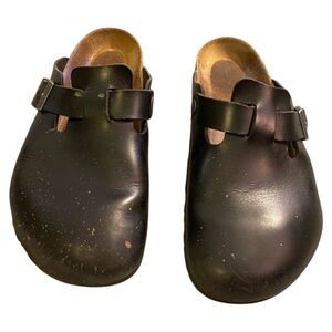 Birkenstock Leather Clogs Sandals Shoes Men’s 11 Black Germany Made *READ FLAWS*